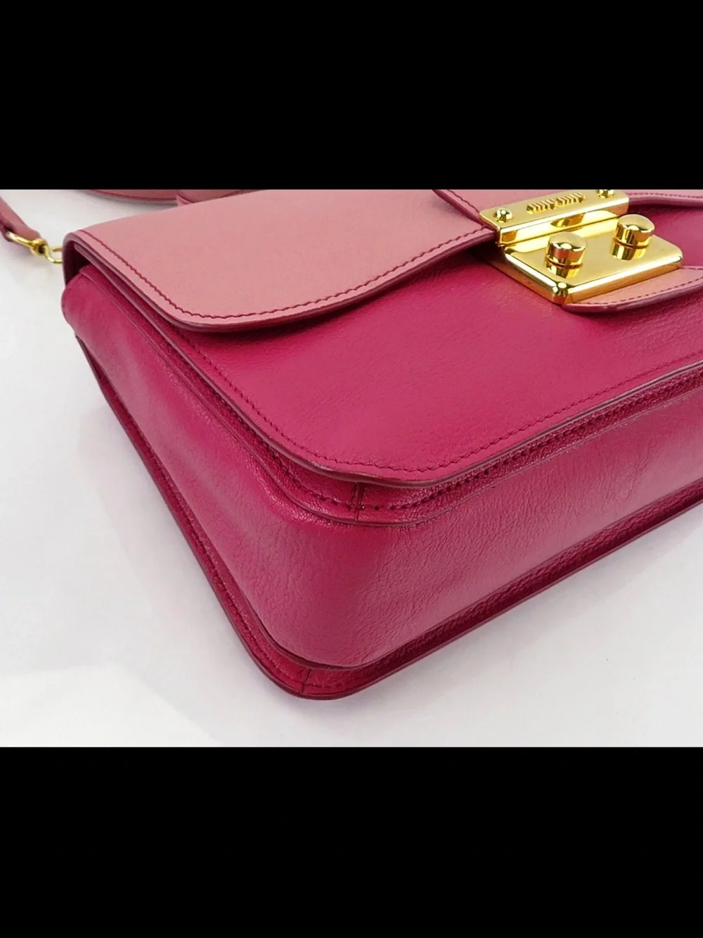 Miu Miu Two-Tone Pink Leather Satchel with Gold Hardware